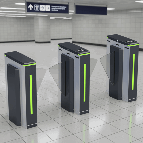 Barrera de Aletas Óptica de Servicio Pesado – Sistema Industrial Automatizado de Cierre Seguro para Nodos de Transporte