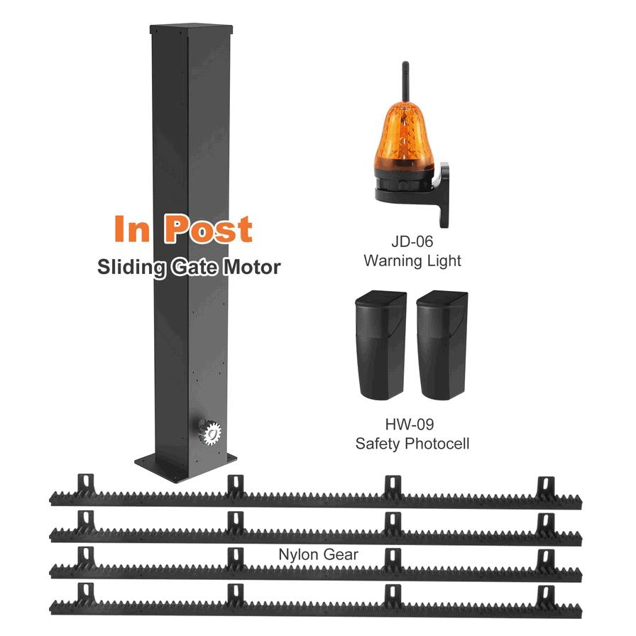 Kit de Motor para Portón Corredizo Automático Minimalista Moderno – Sistema Abridor Eléctrico Completo con Cremallera y Rieles para Automatización Residencial Contemporánea